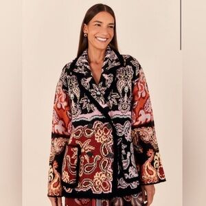 FARM RIO 'Sweet Mermaids' Sweater-Knit Blazer Jacket, Multicolor size M Medium